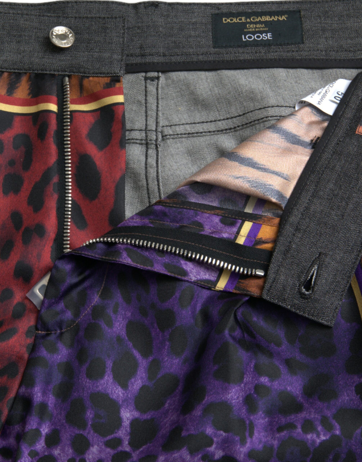 Pantalon ample et fuselé en coton à motifs léopard et tigre multicolores de Dolce &amp; Gabbana