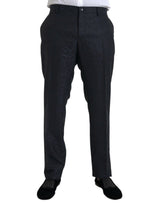 Pantalon tailleur slim en laine brocart bleu Dolce &amp; Gabbana pour homme