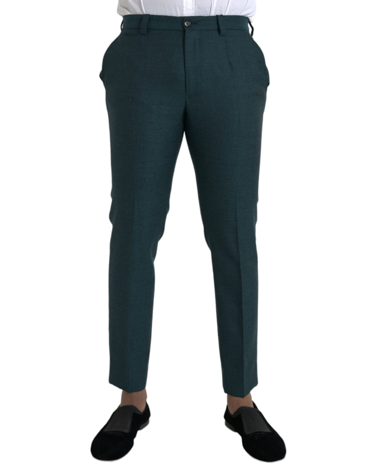Pantalon tailleur slim et ajusté en laine verte Dolce &amp; Gabbana
