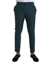 Pantalon tailleur slim et ajusté en laine verte Dolce &amp; Gabbana