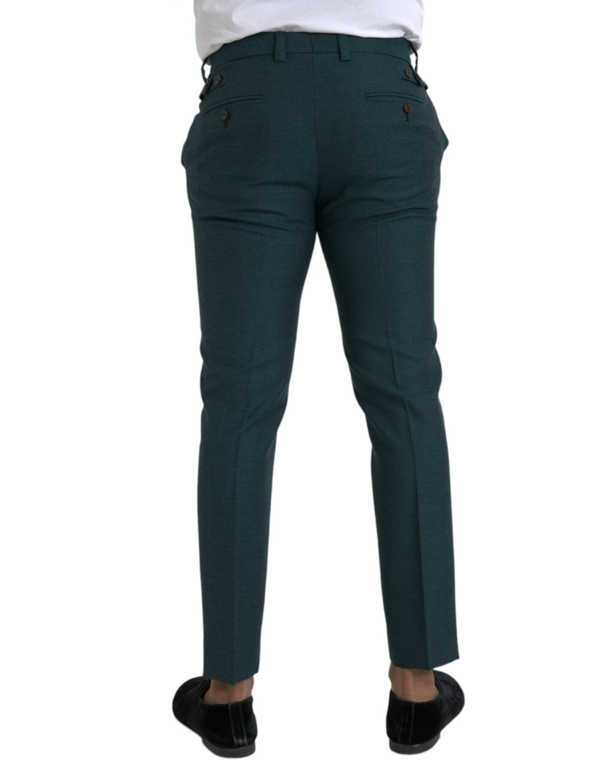 Pantalon tailleur slim et ajusté en laine verte Dolce &amp; Gabbana