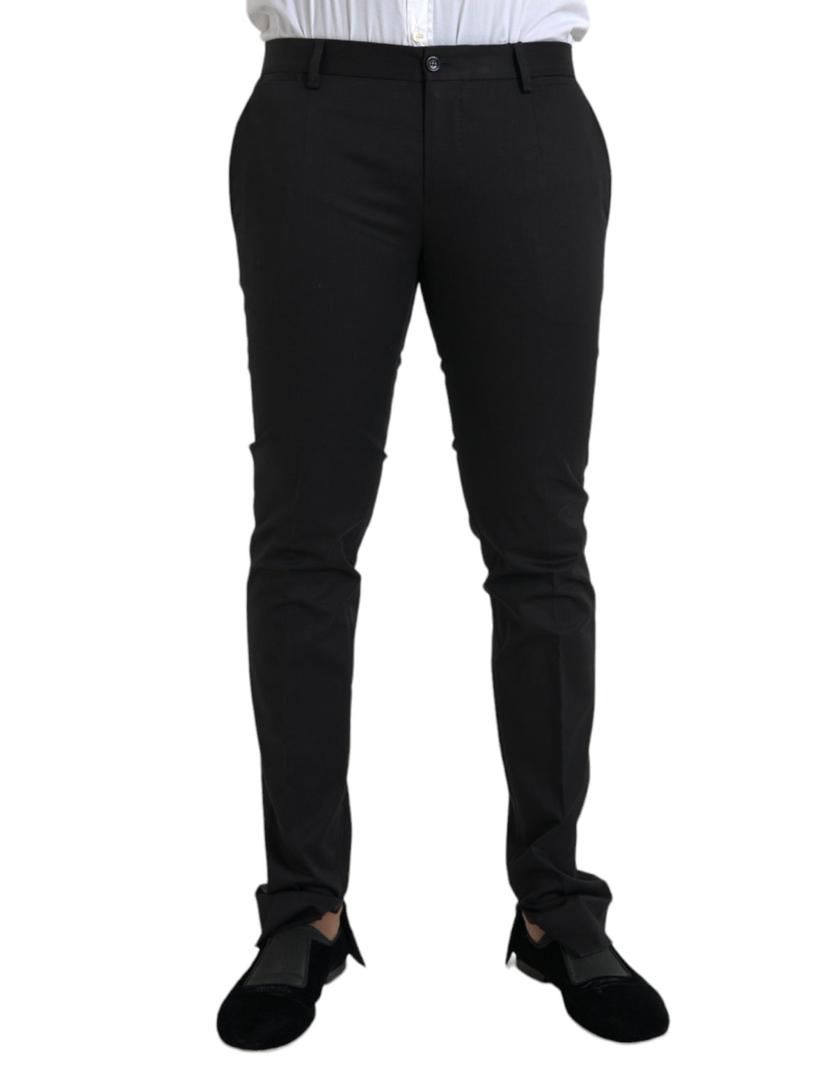 Pantalon-jambe de pantalon skinny en coton extensible noir de Dolce &amp; Gabbana