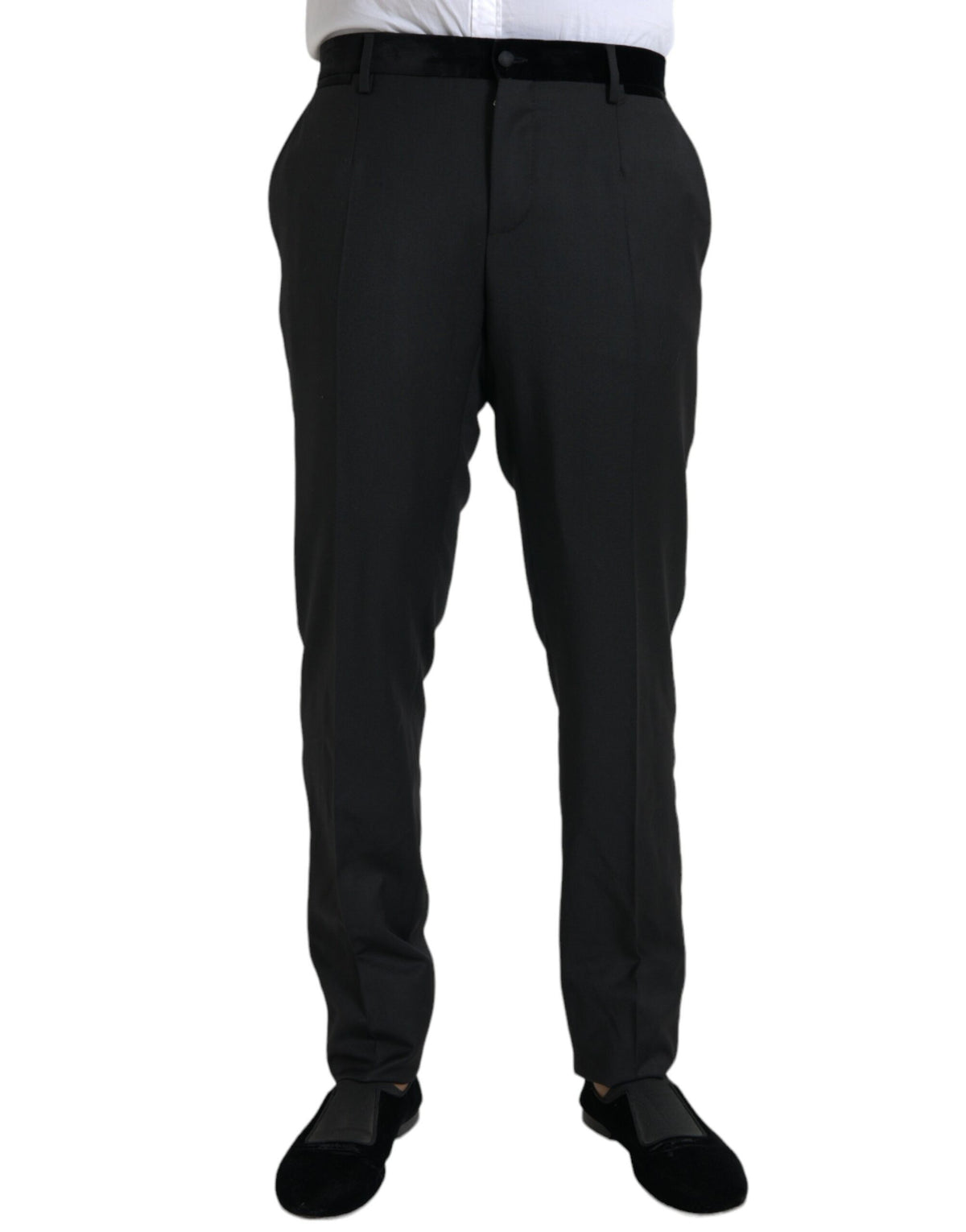 Pantalon tailleur slim noir en soie pour homme de Dolce &amp; Gabbana