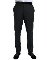Pantalon tailleur slim noir en soie pour homme de Dolce &amp; Gabbana