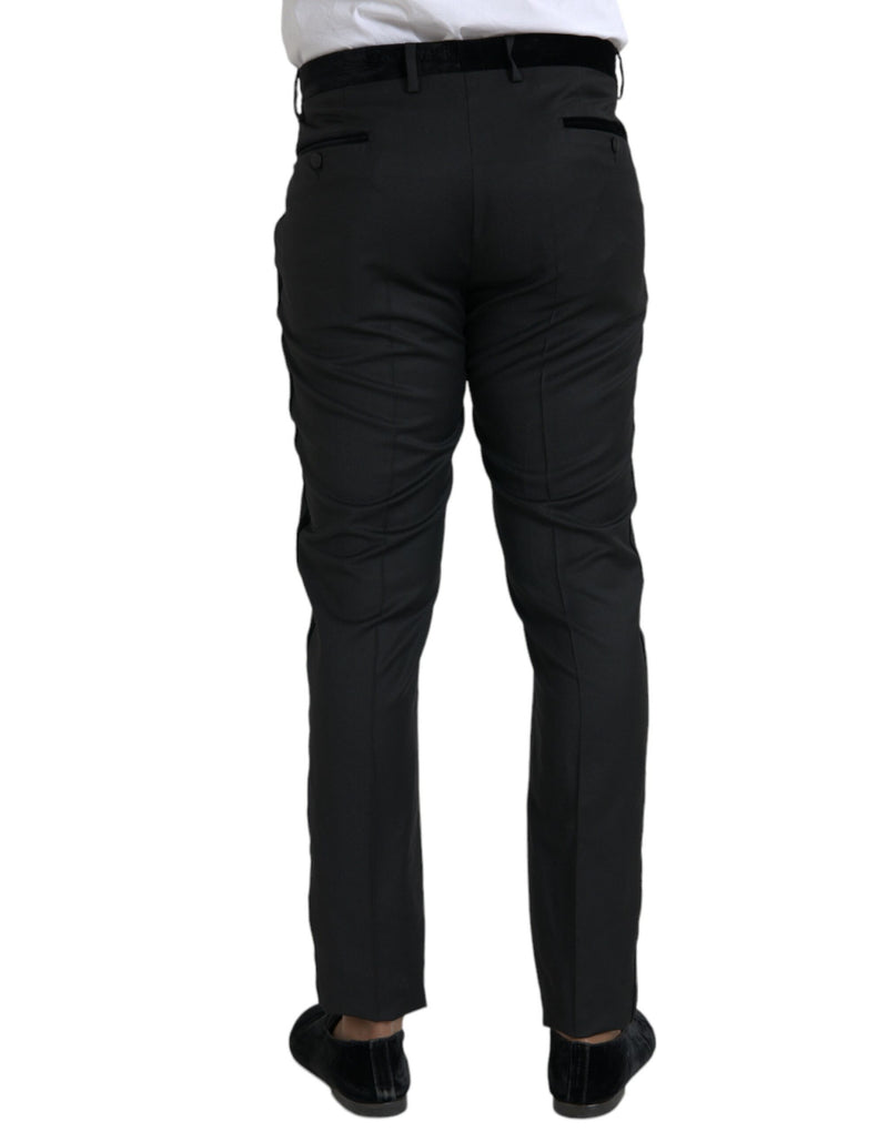 Dolce &amp; Gabbana Zwarte Zijden Slim Fit Broek voor Heren