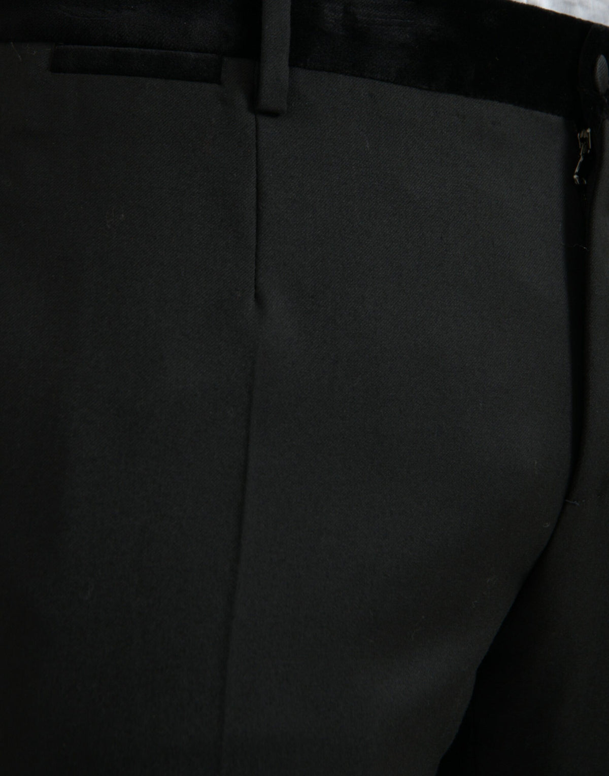 Pantalon tailleur slim noir en soie pour homme de Dolce &amp; Gabbana