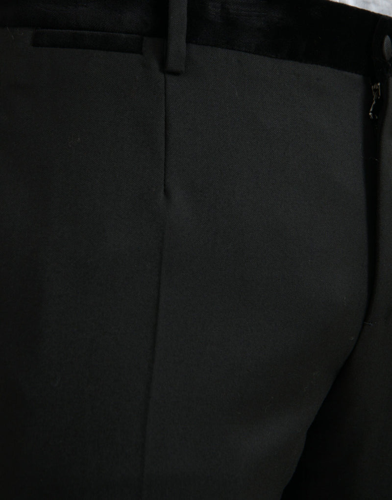 Dolce &amp; Gabbana Zwarte Zijden Slim Fit Broek voor Heren