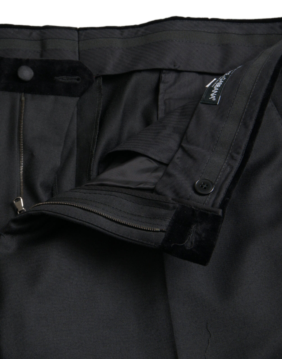 Pantalon tailleur slim noir en soie pour homme de Dolce &amp; Gabbana