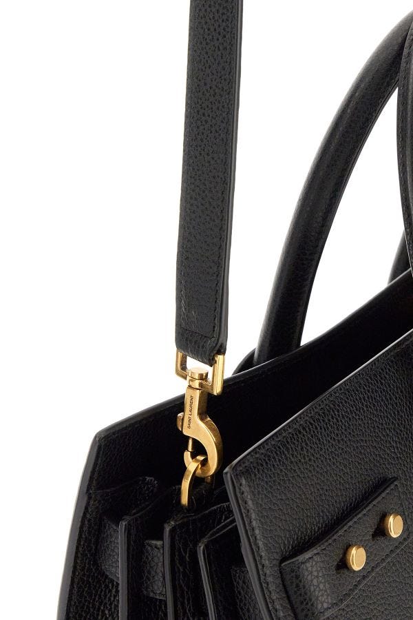 Saint Laurent Sac De Jour Handbag en Cuir de Veau Noir