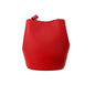 Burberry Lorne kleine rode bucket tas van geprint leer, draagbaar als crossbody tas.