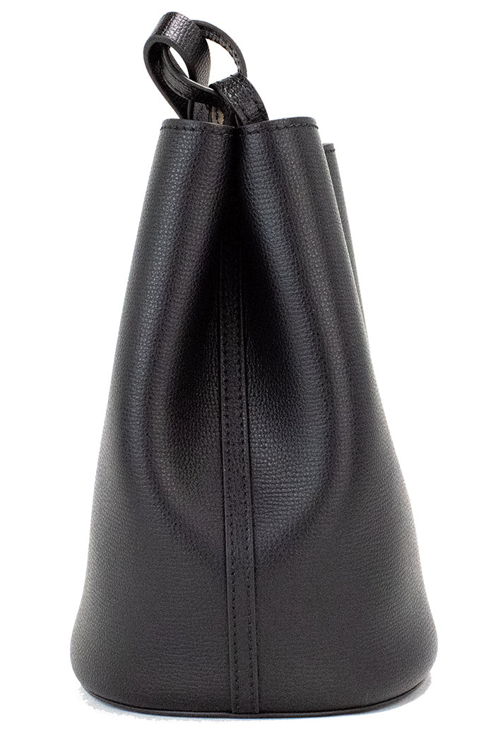 Burberry Lorne kleine zwarte Haymarket Check Pebble lederen bucket handtas/tasje