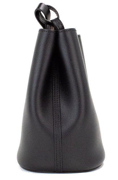 Burberry Lorne kleine zwarte Haymarket Check Pebble lederen bucket handtas/tasje