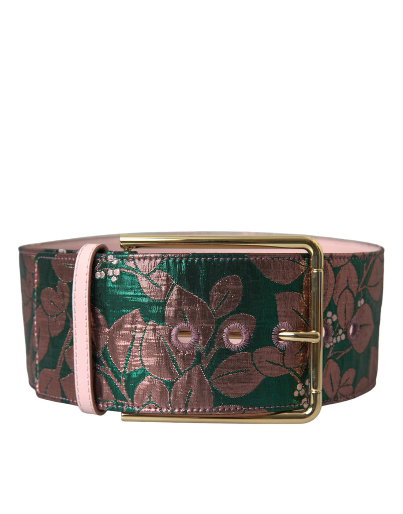 Dolce & Gabbana Ceinture Multicolore en Jacquard Floral avec Boucle Dorée