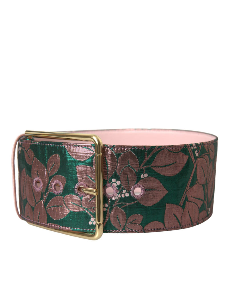 Dolce & Gabbana Ceinture Multicolore en Jacquard Floral avec Boucle Dorée