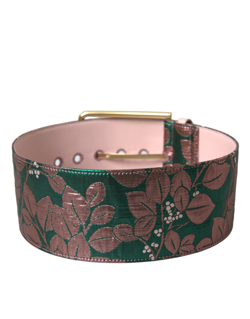 Dolce & Gabbana Ceinture Multicolore en Jacquard Floral avec Boucle Dorée