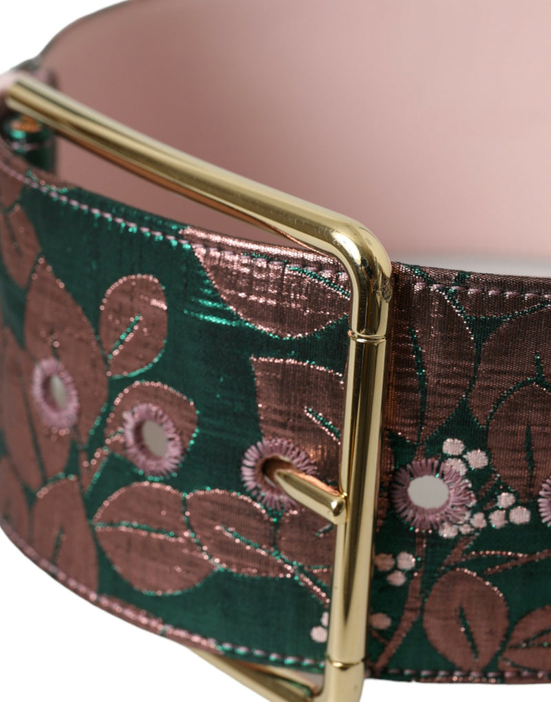 Dolce & Gabbana Ceinture Multicolore en Jacquard Floral avec Boucle Dorée