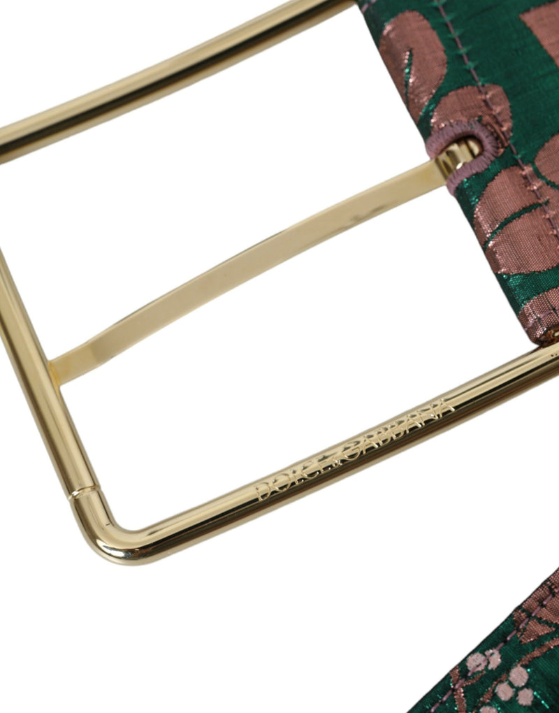 Dolce & Gabbana Ceinture Multicolore en Jacquard Floral avec Boucle Dorée