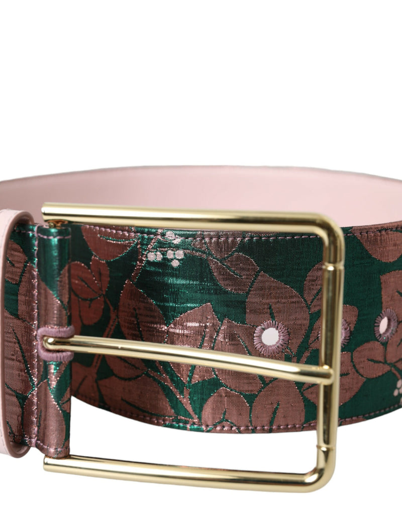 Dolce & Gabbana Ceinture Multicolore en Jacquard Floral avec Boucle Dorée