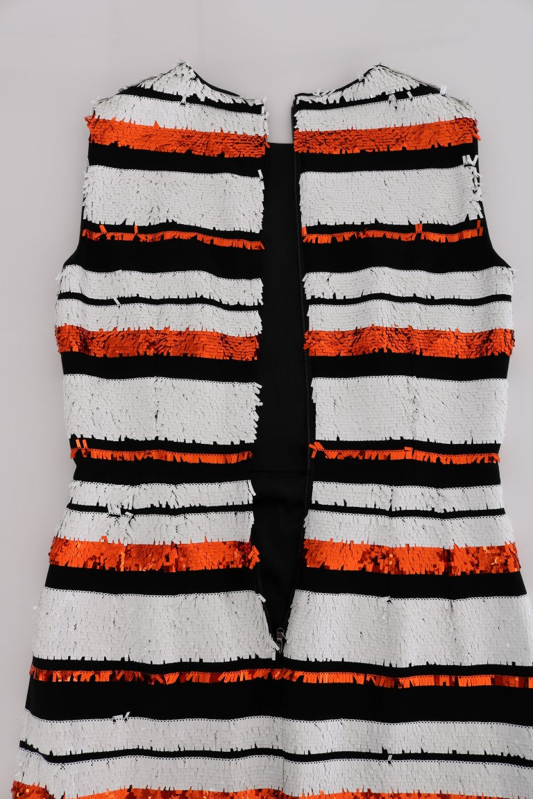 Robe en jersey à paillettes et rayures multicolores Dolce & Gabbana