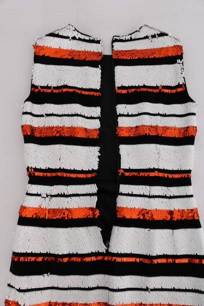 Robe en jersey à paillettes et rayures multicolores Dolce & Gabbana