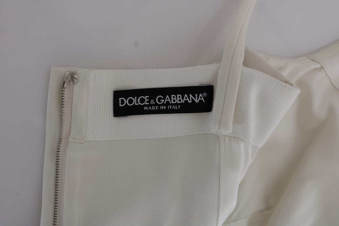 Robe chemise en laine stretch blanche avec broche de Dolce & Gabbana
