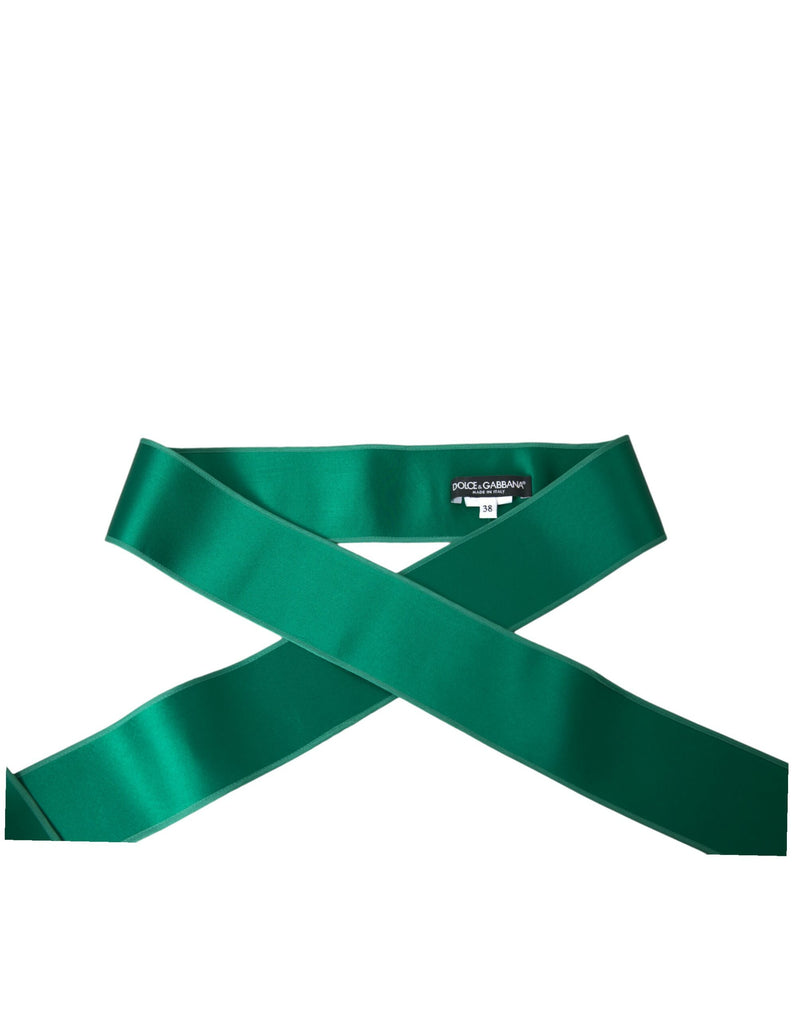 Dolce & Gabbana Ceinture Taille Haute en Soie Satinée Verte pour Femme