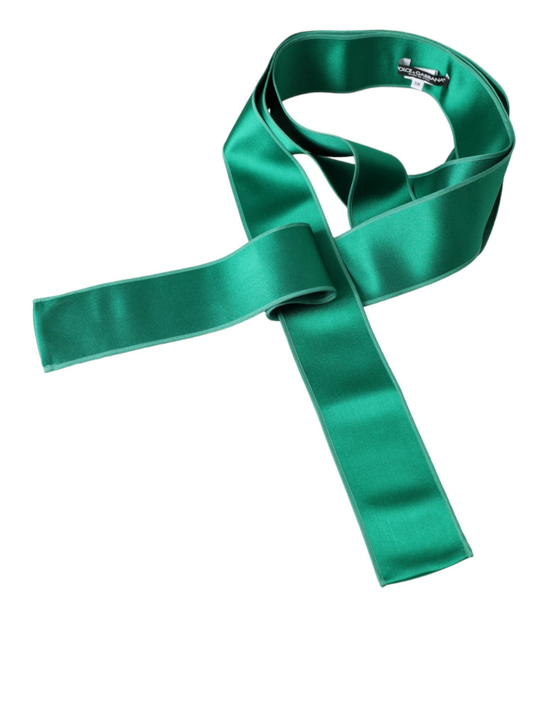 Dolce & Gabbana Ceinture Taille Haute en Soie Satinée Verte pour Femme