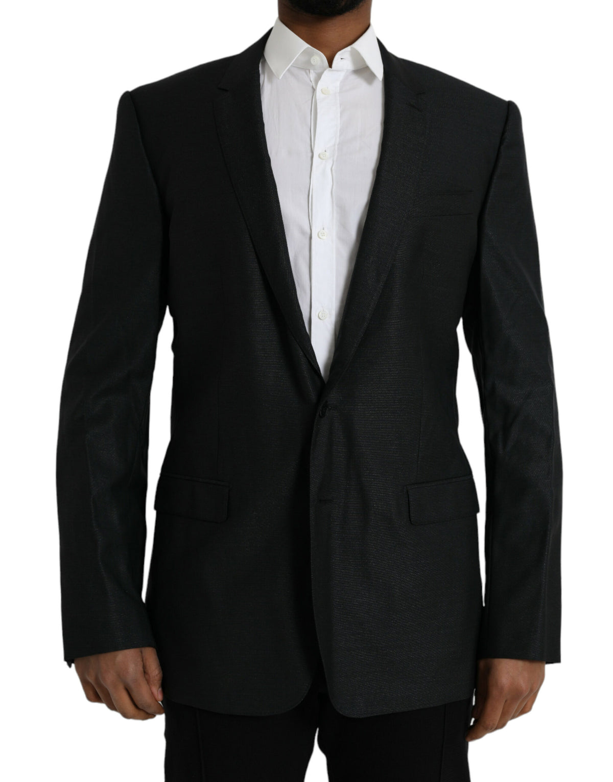 Dolce &amp; Gabbana, veste-blazer noire en laine à revers, à simple boutonnage