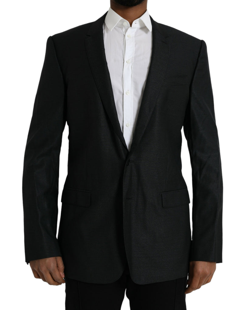 Dolce &amp; Gabbana zwarte wollen blazer met revers en enkelbrede knoopsluiting