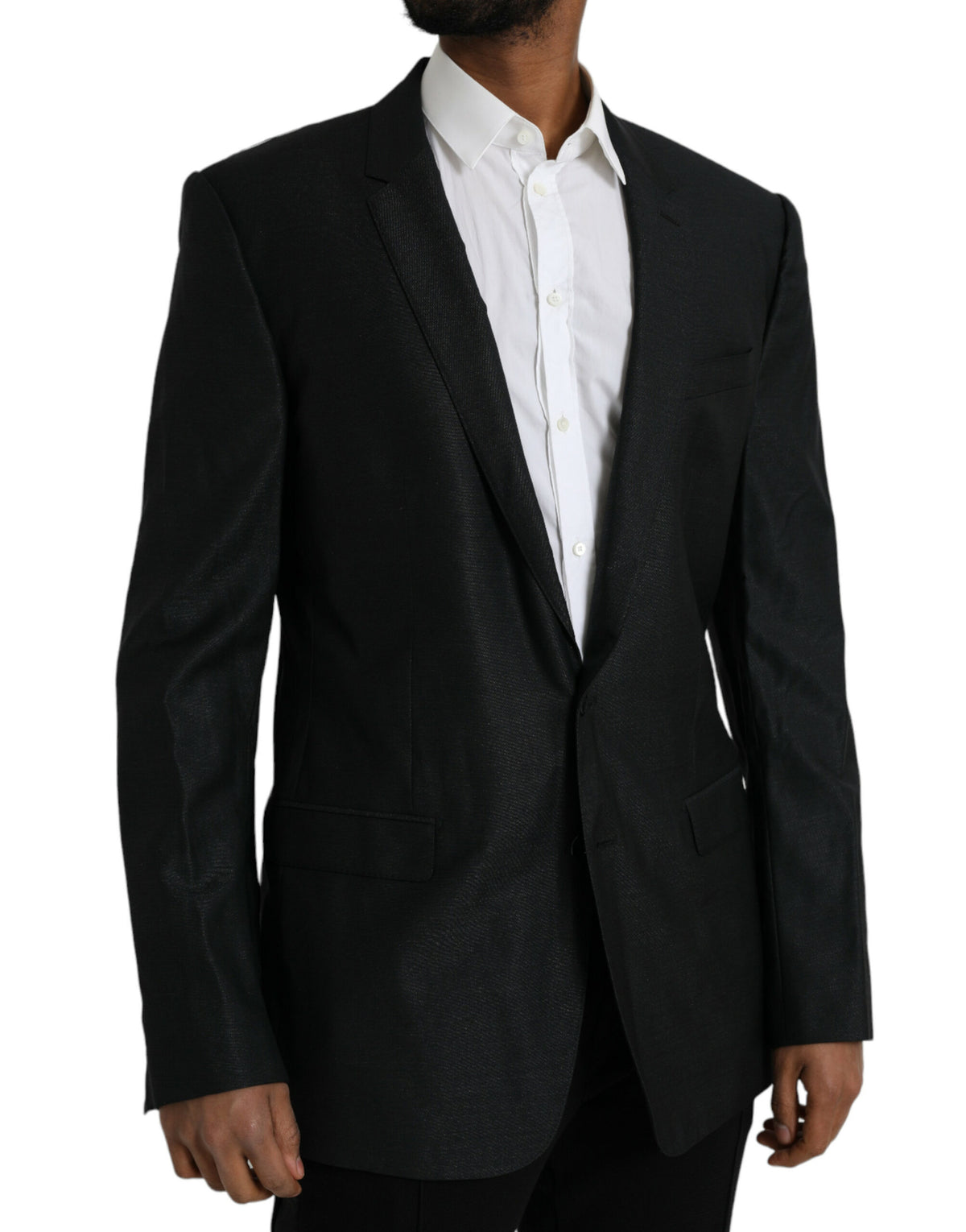Dolce &amp; Gabbana, veste-blazer noire en laine à revers, à simple boutonnage