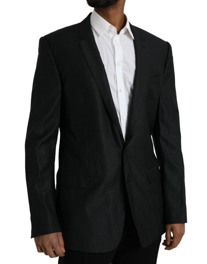 Dolce &amp; Gabbana zwarte wollen blazer met revers en enkelbrede knoopsluiting