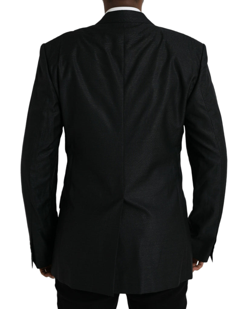 Dolce &amp; Gabbana zwarte wollen blazer met revers en enkelbrede knoopsluiting