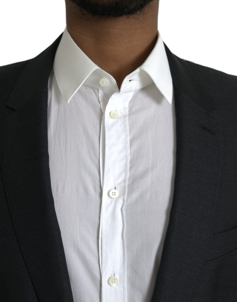 Dolce &amp; Gabbana zwarte wollen blazer met revers en enkelbrede knoopsluiting