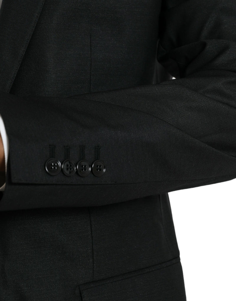 Dolce &amp; Gabbana zwarte wollen blazer met revers en enkelbrede knoopsluiting