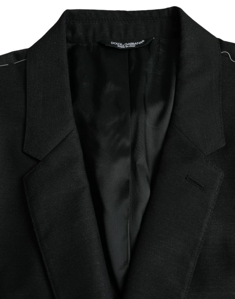 Dolce &amp; Gabbana zwarte wollen blazer met revers en enkelbrede knoopsluiting