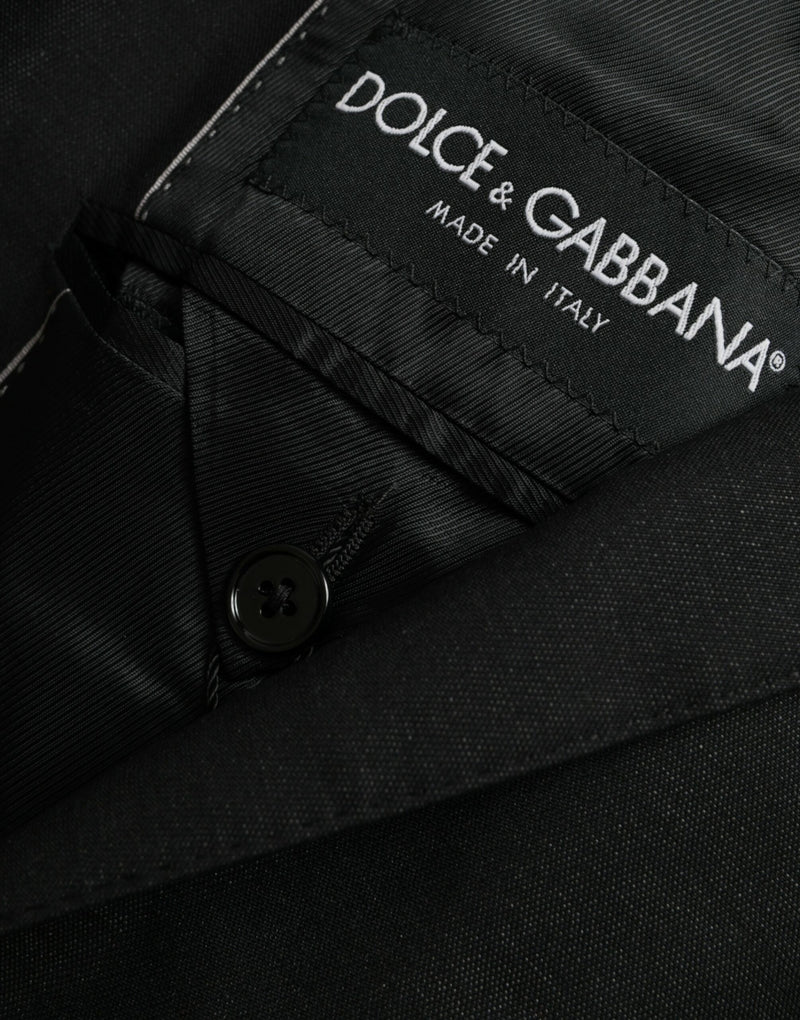 Dolce &amp; Gabbana zwarte wollen blazer met revers en enkelbrede knoopsluiting