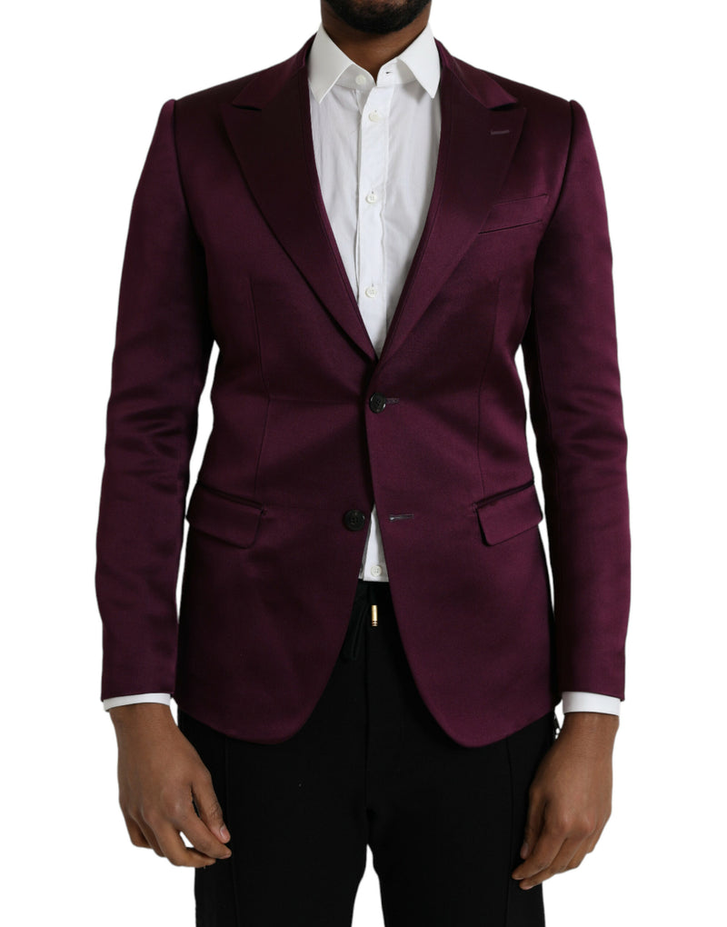 Dolce &amp; Gabbana geruite, enkelgeknopte blazer van zijde in de kleur bordeauxrood