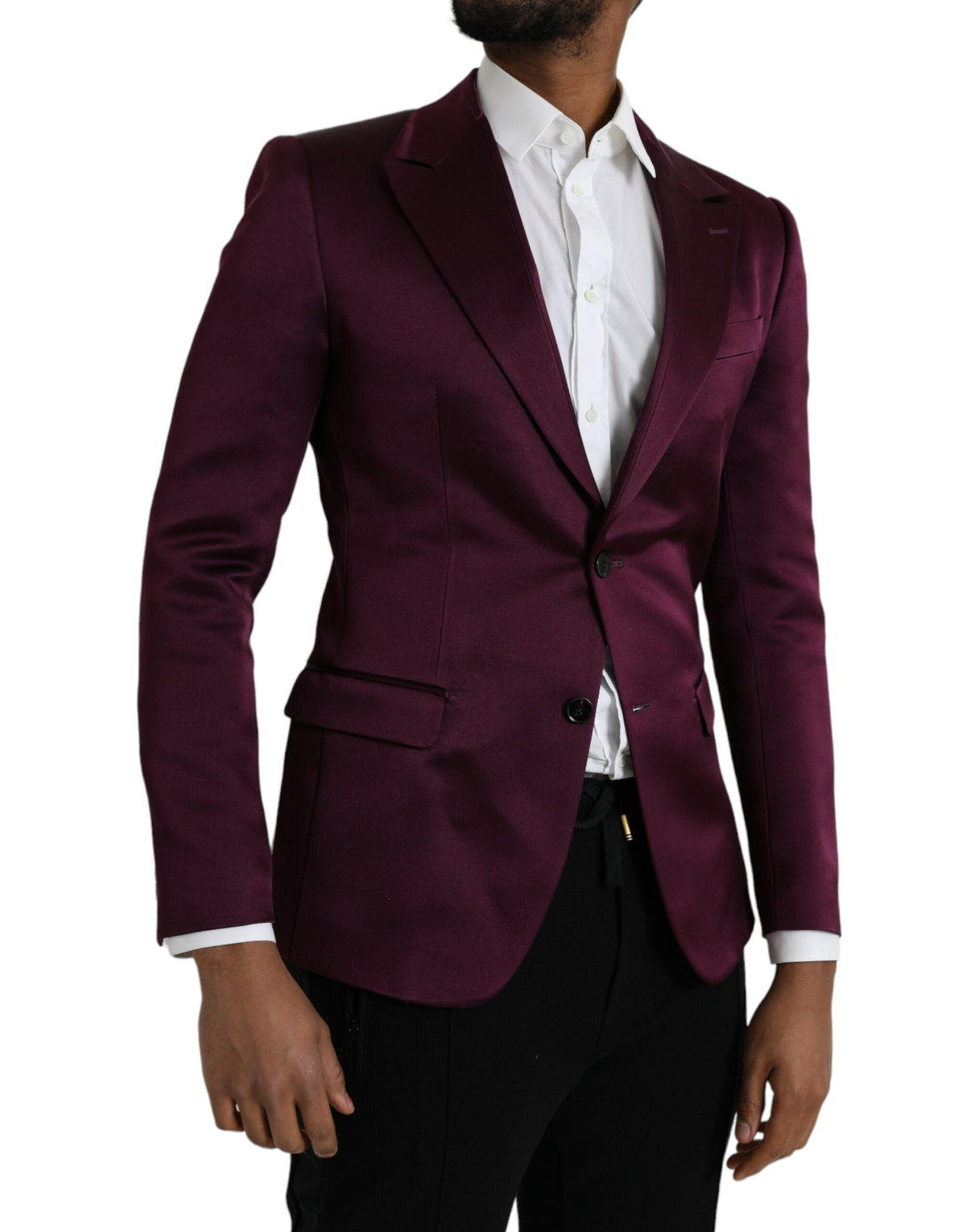 Dolce &amp; Gabbana, blazer en soie bordeaux à simple boutonnage