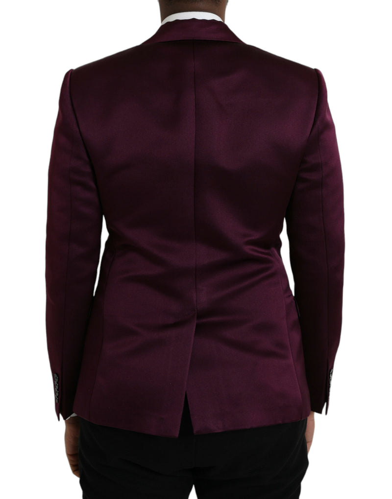 Dolce &amp; Gabbana geruite, enkelgeknopte blazer van zijde in de kleur bordeauxrood