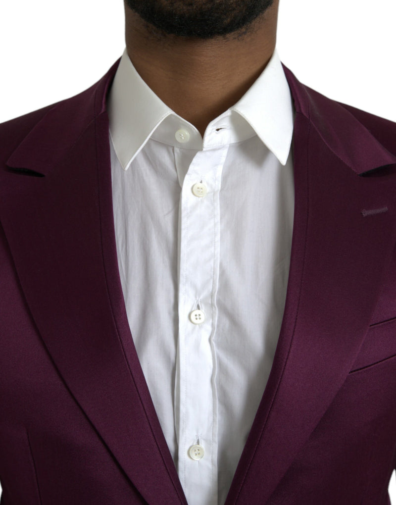 Dolce &amp; Gabbana geruite, enkelgeknopte blazer van zijde in de kleur bordeauxrood