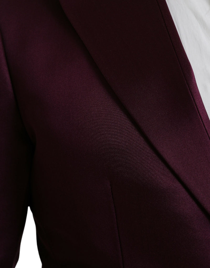 Dolce &amp; Gabbana geruite, enkelgeknopte blazer van zijde in de kleur bordeauxrood