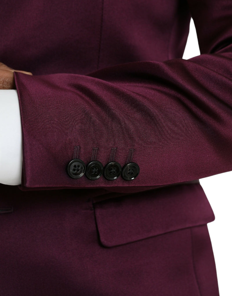 Dolce &amp; Gabbana geruite, enkelgeknopte blazer van zijde in de kleur bordeauxrood