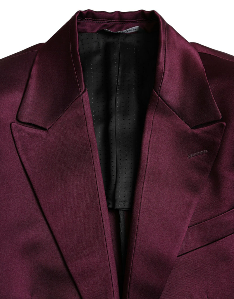 Dolce &amp; Gabbana geruite, enkelgeknopte blazer van zijde in de kleur bordeauxrood