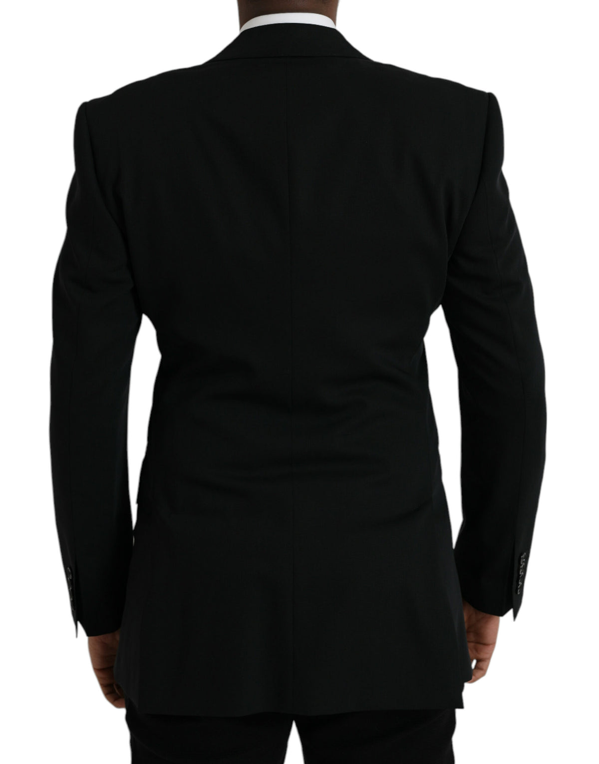 Dolce &amp; Gabbana, blazer noir en laine à revers, à simple boutonnage.