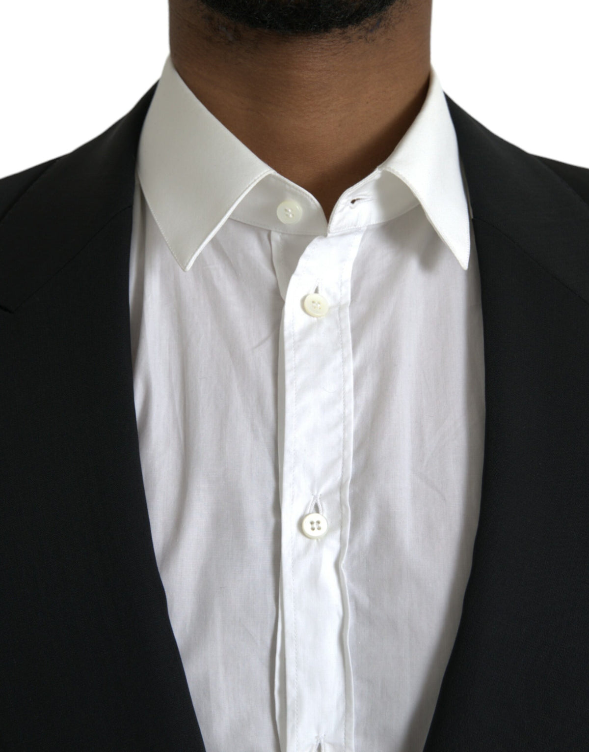 Dolce &amp; Gabbana, blazer noir en laine à revers, à simple boutonnage.