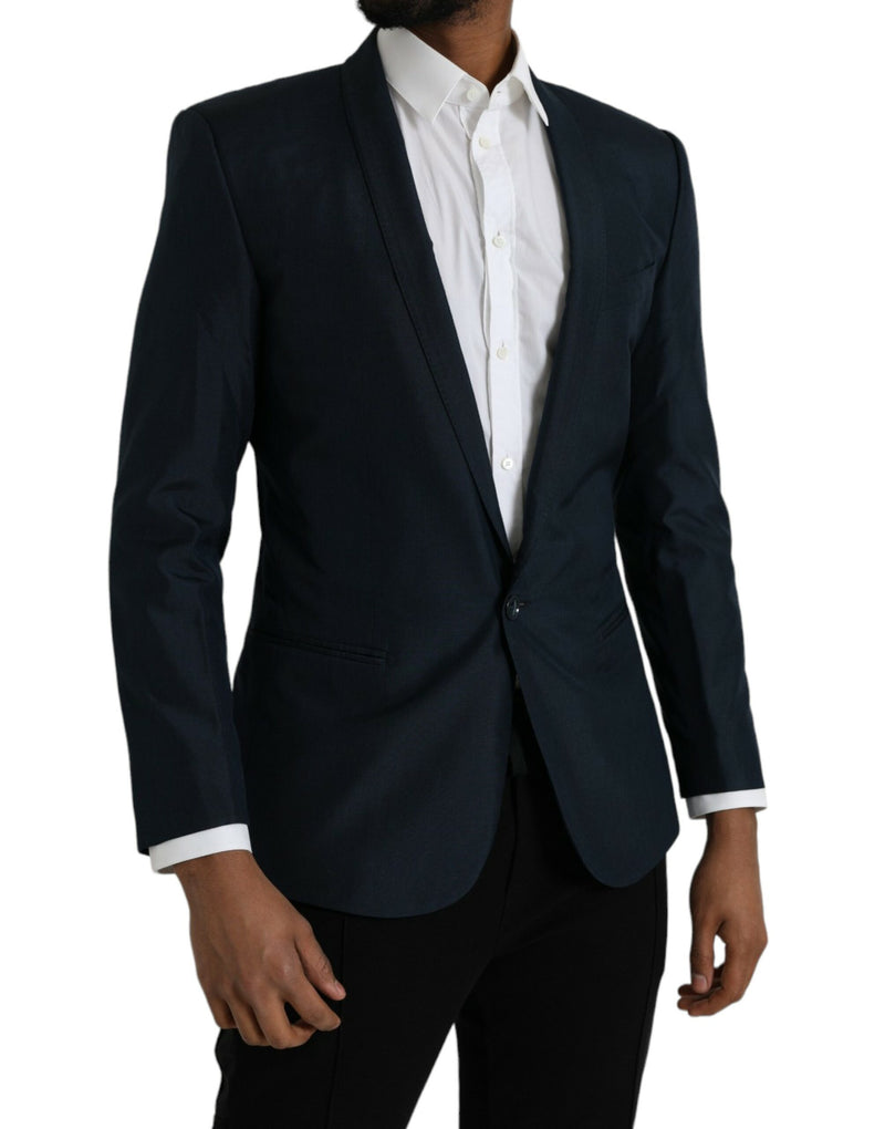 Blauwe, gouden, enkelbrede, reversbare blazer van Dolce &amp; Gabbana