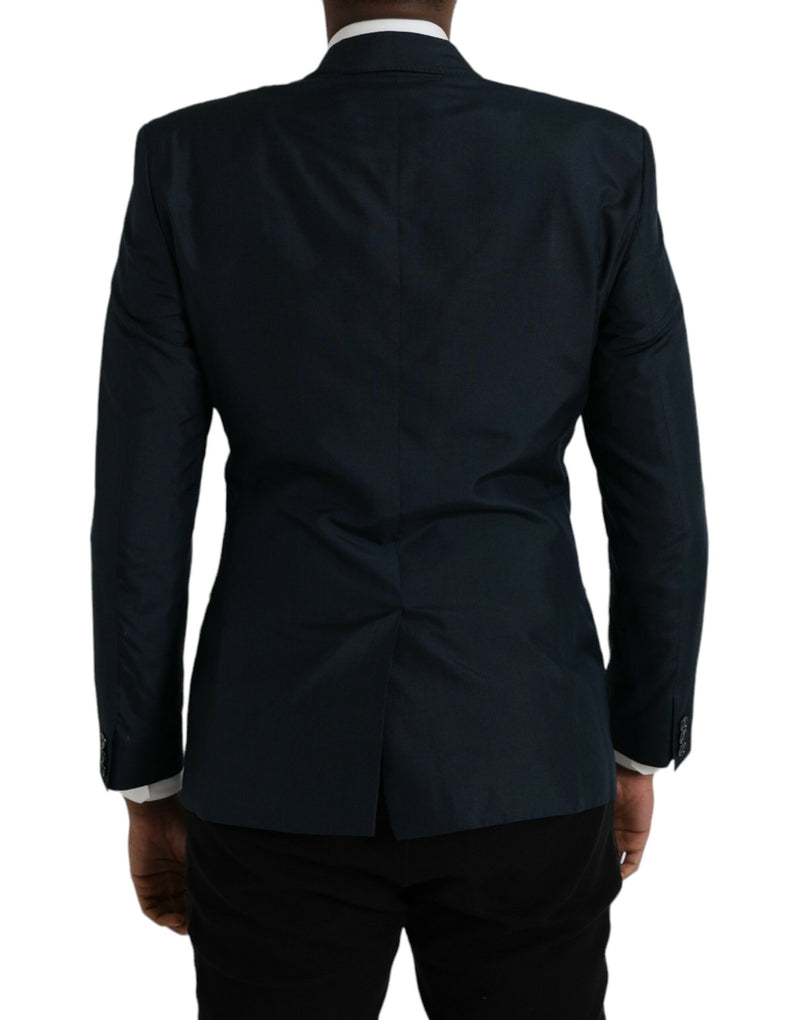 Blauwe, gouden, enkelbrede, reversbare blazer van Dolce &amp; Gabbana