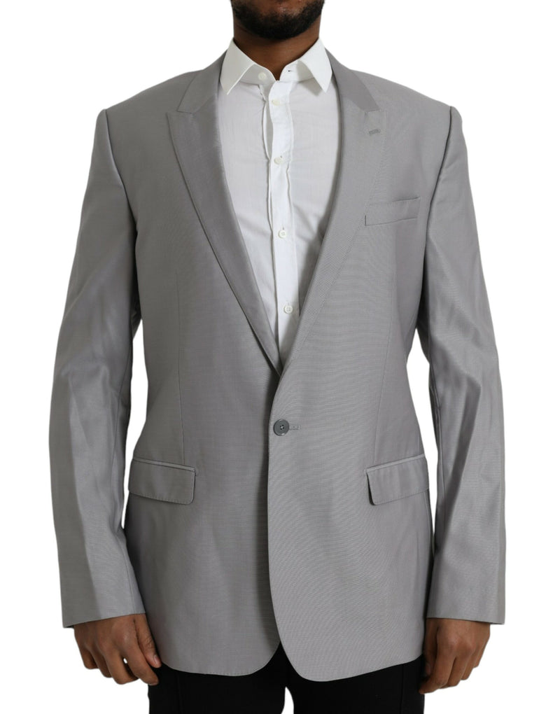 Dolce &amp; Gabbana grijze wollen, enkelbrede, reversjas (blazer)