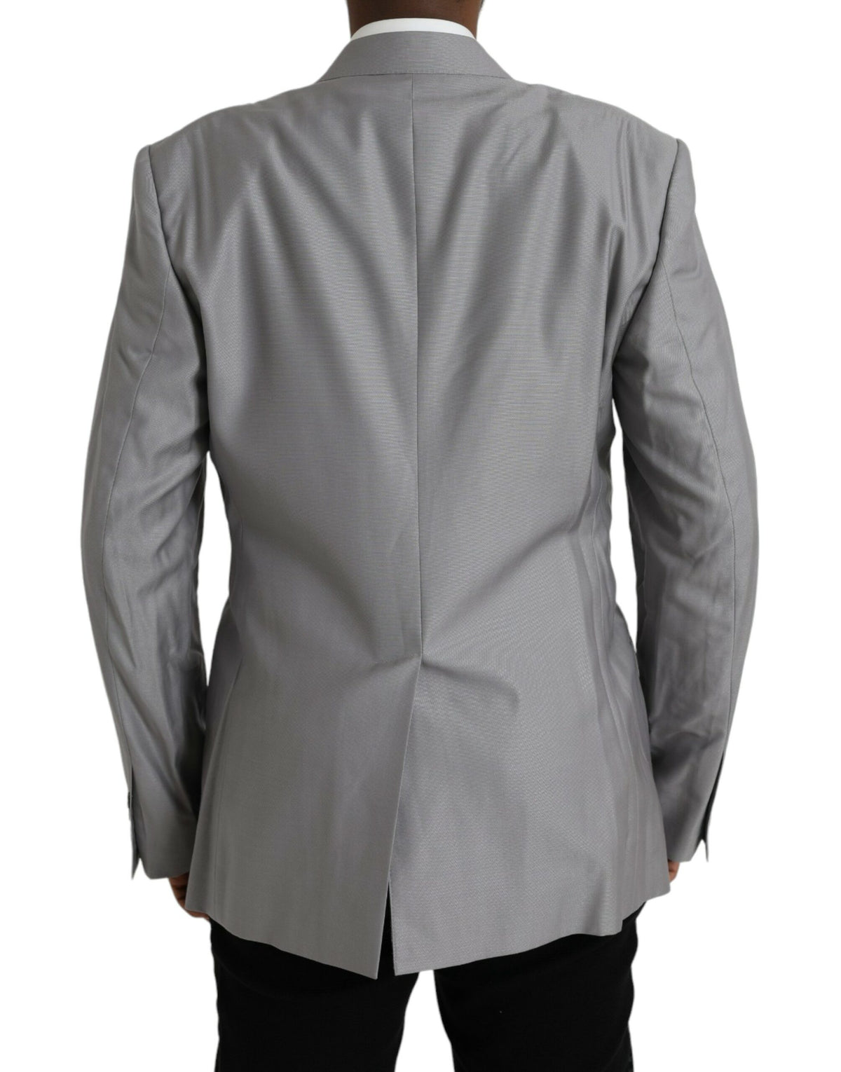 Dolce &amp; Gabbana, veste-blazer grise en laine à revers, à simple boutonnage.