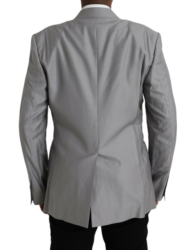 Dolce &amp; Gabbana grijze wollen, enkelbrede, reversjas (blazer)